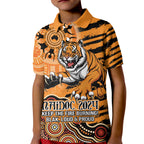 Personalised Wests Tigers NAIDOC Week 2024 Kid Polo Shirt Aboriginal Fire Burning Sparks