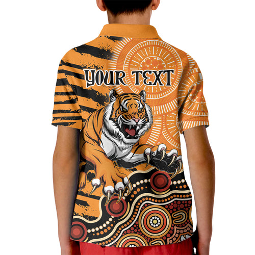 Personalised Wests Tigers NAIDOC Week 2024 Kid Polo Shirt Aboriginal Fire Burning Sparks