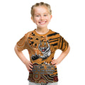 Personalised Wests Tigers NAIDOC Week 2024 Kid T Shirt Aboriginal Fire Burning Sparks