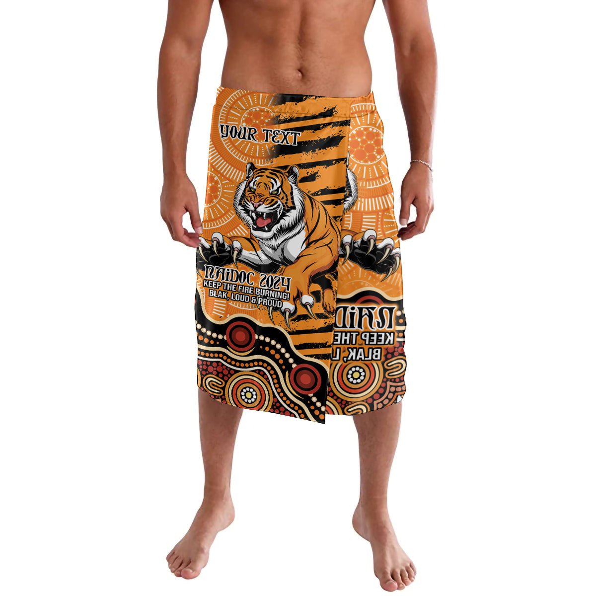 Personalised Wests Tigers NAIDOC Week 2024 Lavalava Aboriginal Fire Burning Sparks