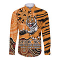 Personalised Wests Tigers NAIDOC Week 2024 Long Sleeve Button Shirt Aboriginal Fire Burning Sparks