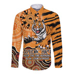 Personalised Wests Tigers NAIDOC Week 2024 Long Sleeve Button Shirt Aboriginal Fire Burning Sparks
