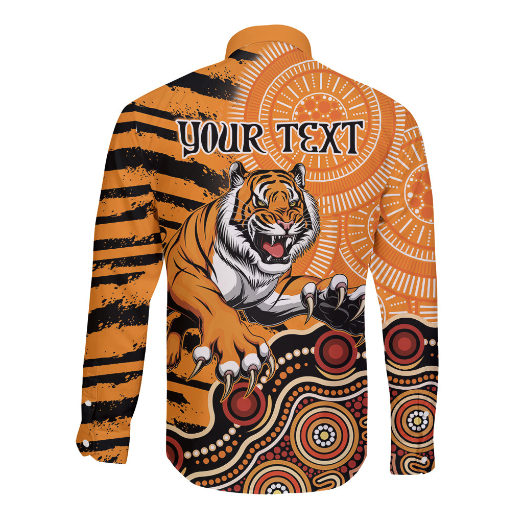 Personalised Wests Tigers NAIDOC Week 2024 Long Sleeve Button Shirt Aboriginal Fire Burning Sparks