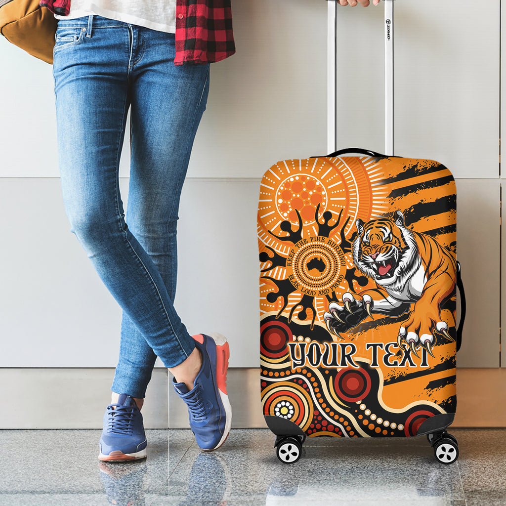 Personalised Wests Tigers NAIDOC Week 2024 Luggage Cover Aboriginal Fire Burning Sparks