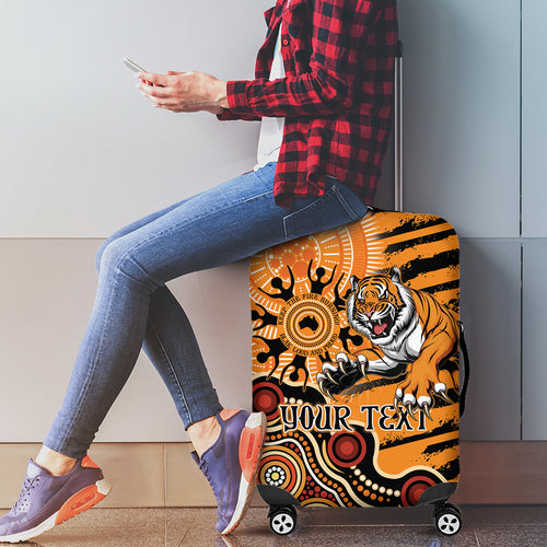Personalised Wests Tigers NAIDOC Week 2024 Luggage Cover Aboriginal Fire Burning Sparks