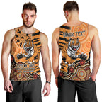 Personalised Wests Tigers NAIDOC Week 2024 Men Tank Top Aboriginal Fire Burning Sparks