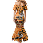 Personalised Wests Tigers NAIDOC Week 2024 Mermaid Dress Aboriginal Fire Burning Sparks