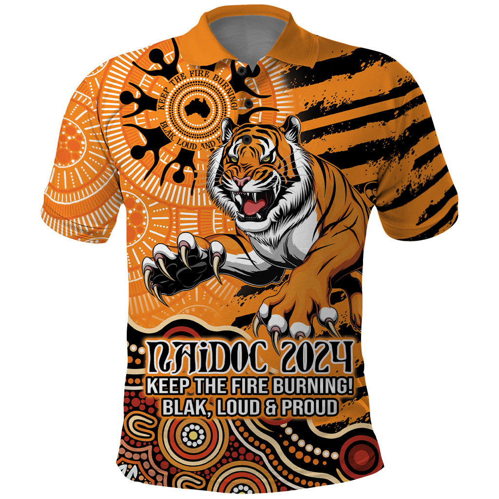 Personalised Wests Tigers NAIDOC Week 2024 Polo Shirt Aboriginal Fire Burning Sparks
