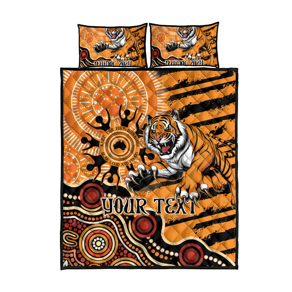 Personalised Wests Tigers NAIDOC Week 2024 Quilt Bed Set Aboriginal Fire Burning Sparks