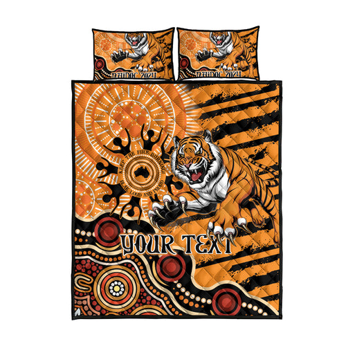 Personalised Wests Tigers NAIDOC Week 2024 Quilt Bed Set Aboriginal Fire Burning Sparks