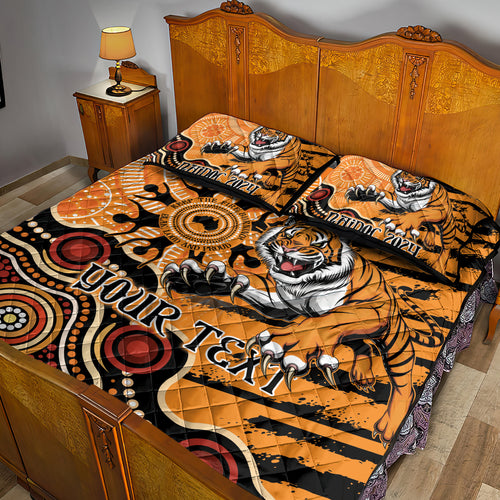 Personalised Wests Tigers NAIDOC Week 2024 Quilt Bed Set Aboriginal Fire Burning Sparks