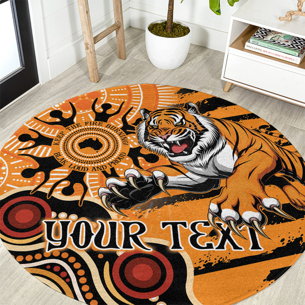 Personalised Wests Tigers NAIDOC Week 2024 Round Carpet Aboriginal Fire Burning Sparks