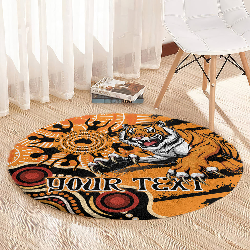 Personalised Wests Tigers NAIDOC Week 2024 Round Carpet Aboriginal Fire Burning Sparks