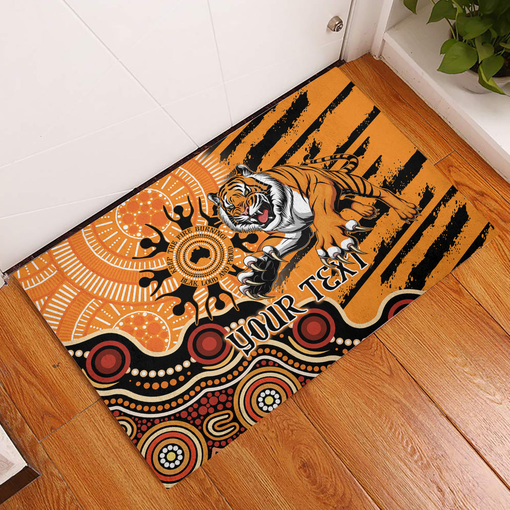Personalised Wests Tigers NAIDOC Week 2024 Rubber Doormat Aboriginal Fire Burning Sparks