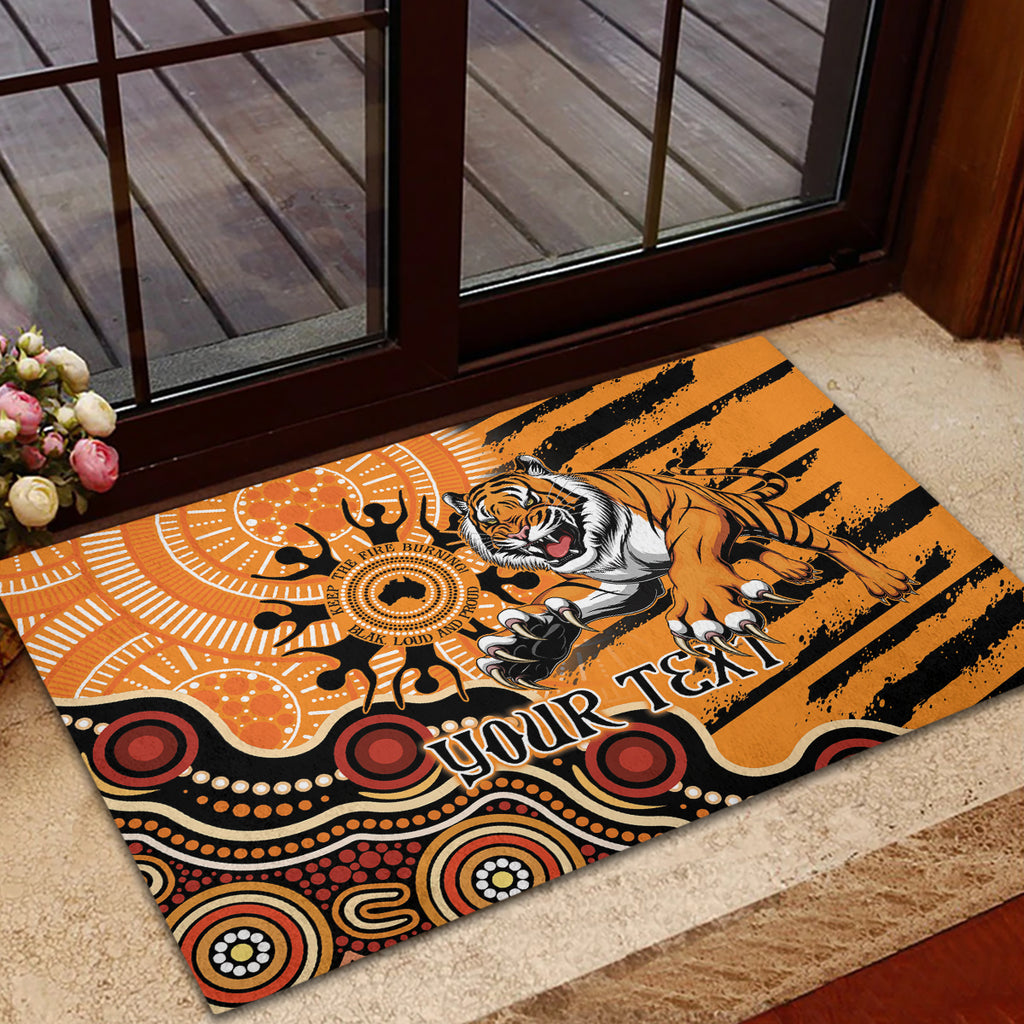Personalised Wests Tigers NAIDOC Week 2024 Rubber Doormat Aboriginal Fire Burning Sparks