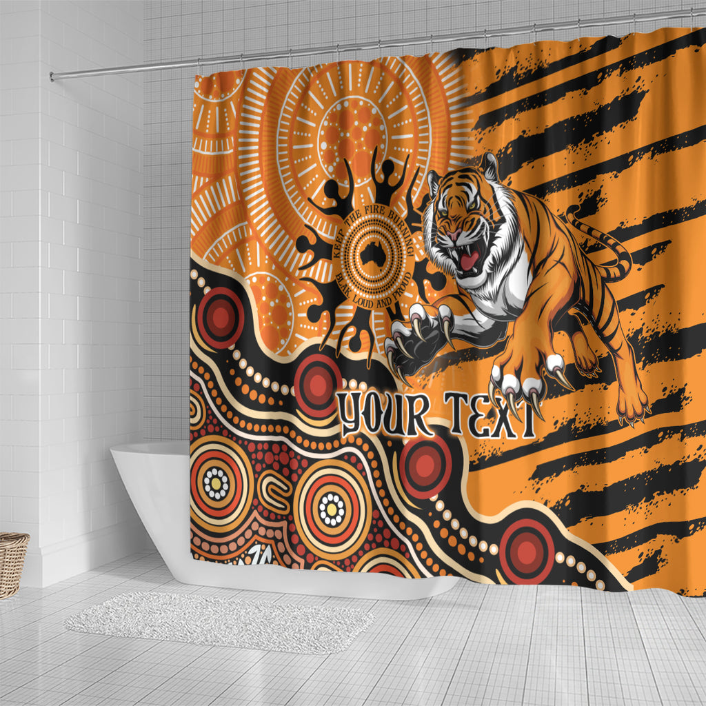 Personalised Wests Tigers NAIDOC Week 2024 Shower Curtain Aboriginal Fire Burning Sparks
