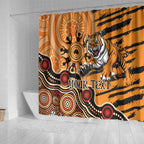 Personalised Wests Tigers NAIDOC Week 2024 Shower Curtain Aboriginal Fire Burning Sparks
