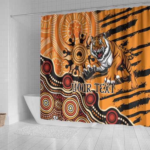 Personalised Wests Tigers NAIDOC Week 2024 Shower Curtain Aboriginal Fire Burning Sparks