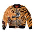 Personalised Wests Tigers NAIDOC Week 2024 Sleeve Zip Bomber Jacket Aboriginal Fire Burning Sparks