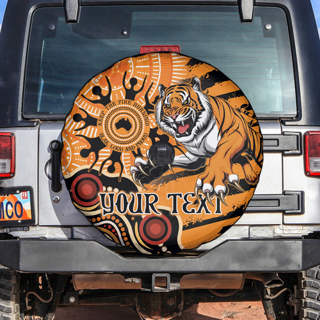 Personalised Wests Tigers NAIDOC Week 2024 Spare Tire Cover Aboriginal Fire Burning Sparks