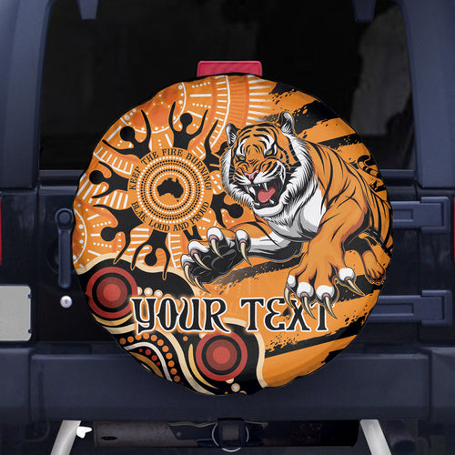Personalised Wests Tigers NAIDOC Week 2024 Spare Tire Cover Aboriginal Fire Burning Sparks
