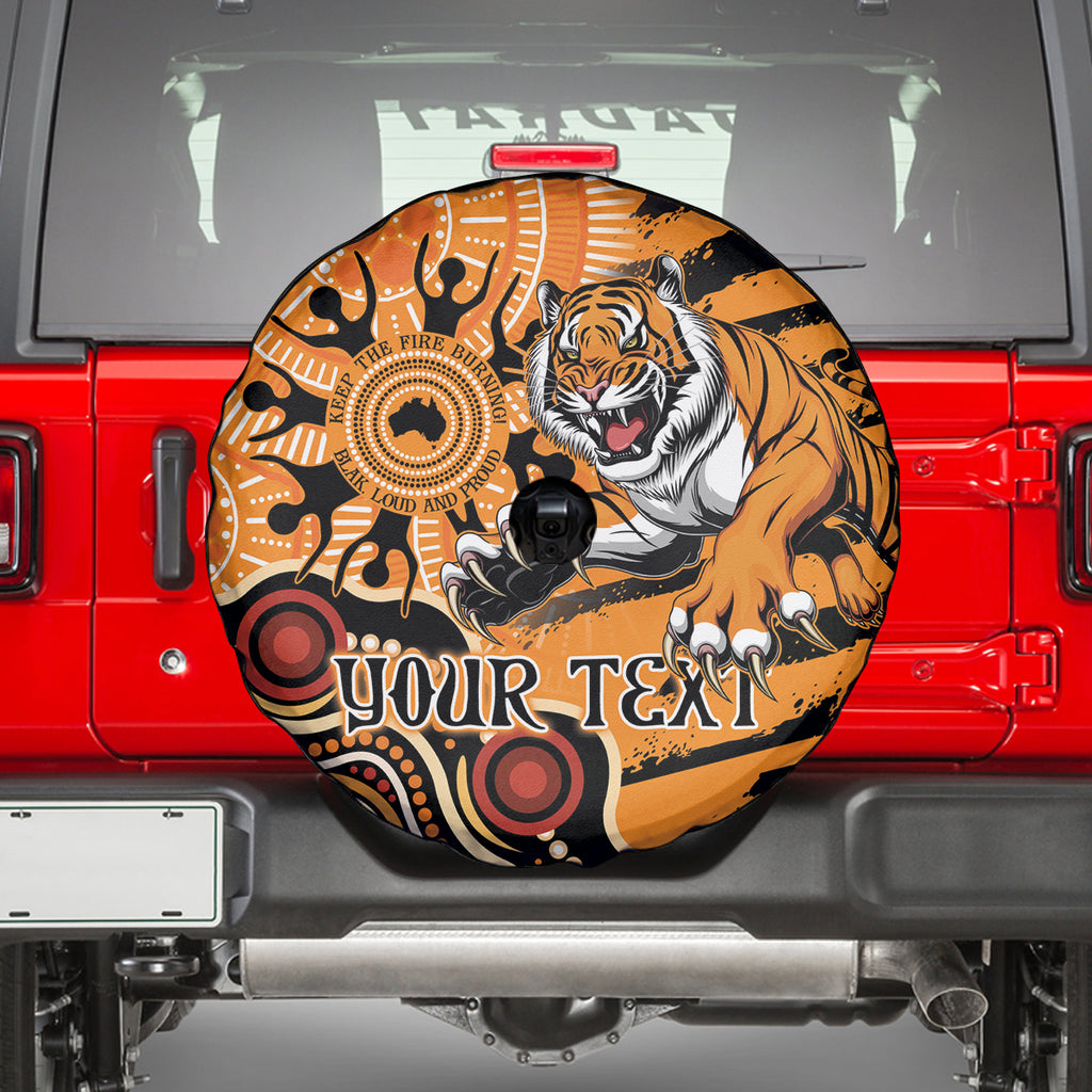 Personalised Wests Tigers NAIDOC Week 2024 Spare Tire Cover Aboriginal Fire Burning Sparks