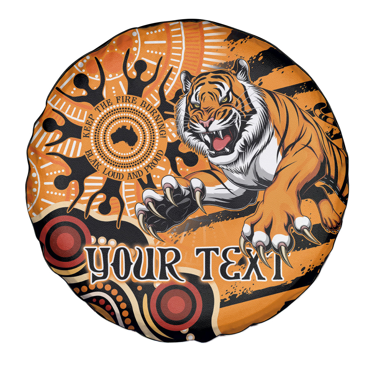 Personalised Wests Tigers NAIDOC Week 2024 Spare Tire Cover Aboriginal Fire Burning Sparks