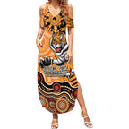 Personalised Wests Tigers NAIDOC Week 2024 Summer Maxi Dress Aboriginal Fire Burning Sparks