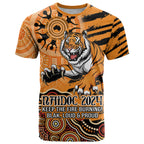 Personalised Wests Tigers NAIDOC Week 2024 T Shirt Aboriginal Fire Burning Sparks
