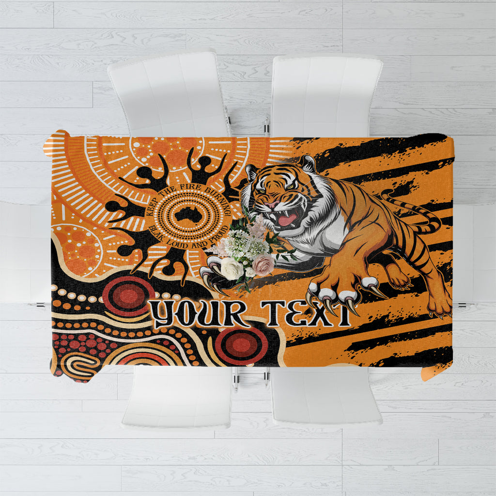 Personalised Wests Tigers NAIDOC Week 2024 Tablecloth Aboriginal Fire Burning Sparks