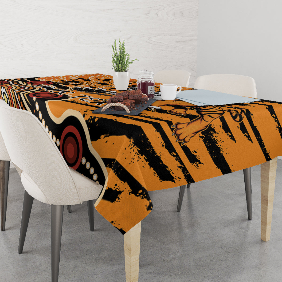 Personalised Wests Tigers NAIDOC Week 2024 Tablecloth Aboriginal Fire Burning Sparks