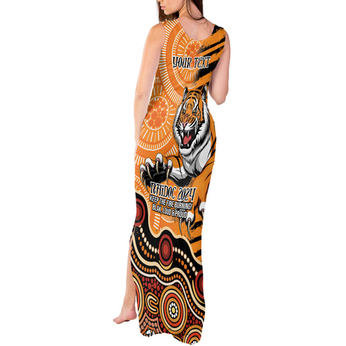 Personalised Wests Tigers NAIDOC Week 2024 Tank Maxi Dress Aboriginal Fire Burning Sparks