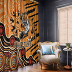 Personalised Wests Tigers NAIDOC Week 2024 Window Curtain Aboriginal Fire Burning Sparks