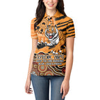 Personalised Wests Tigers NAIDOC Week 2024 Women Polo Shirt Aboriginal Fire Burning Sparks