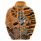Personalised Wests Tigers NAIDOC Week 2024 Zip Hoodie Aboriginal Fire Burning Sparks