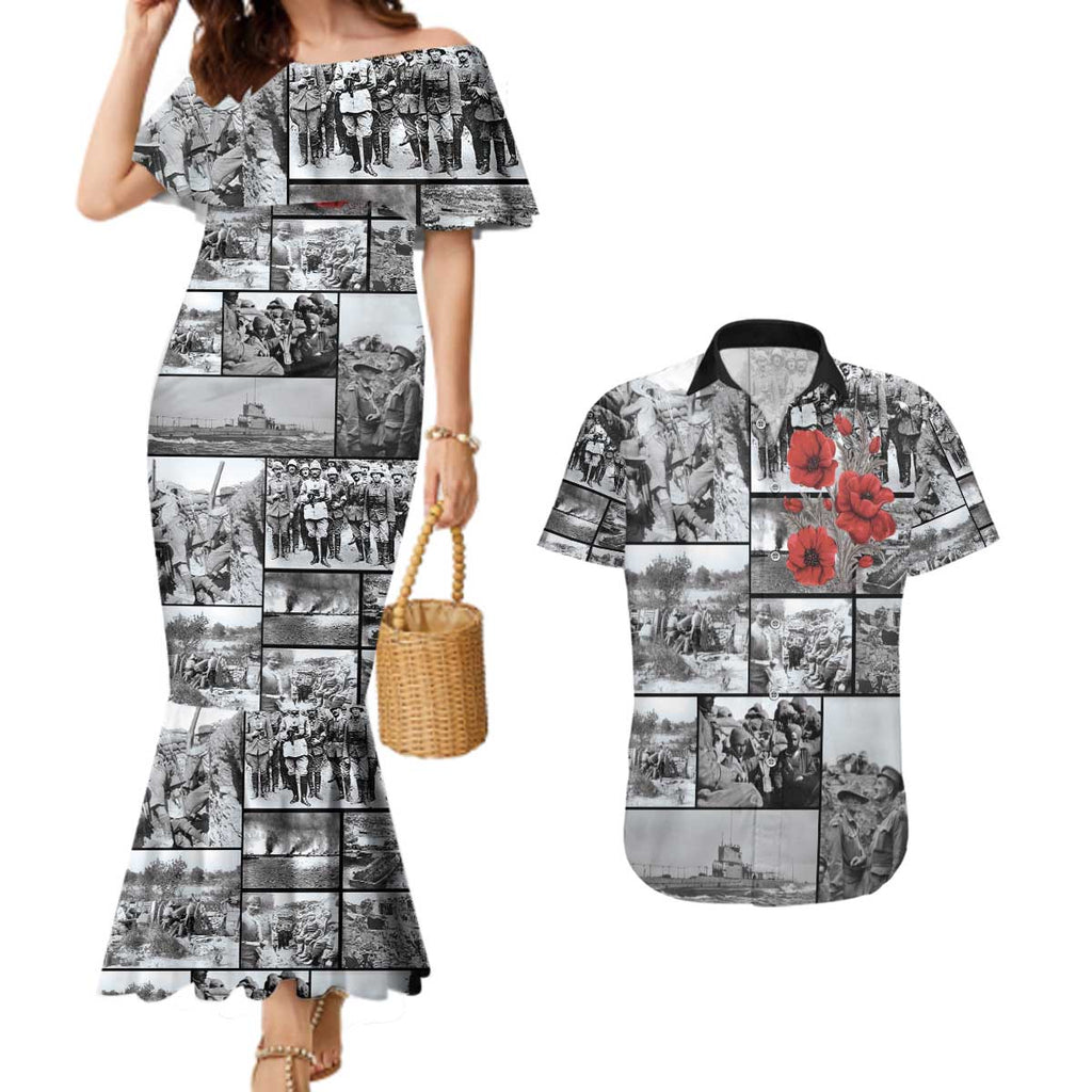 ANZAC Day Gallipoli Campaign Couples Matching Mermaid Dress and Hawaiian Shirt To The End They Remain