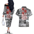 ANZAC Day Gallipoli Campaign Couples Matching Off The Shoulder Long Sleeve Dress and Hawaiian Shirt To The End They Remain