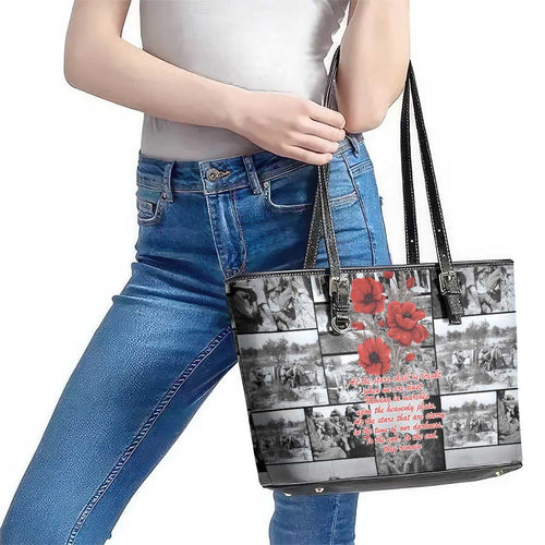 ANZAC Day Gallipoli Campaign Leather Tote Bag To The End They Remain