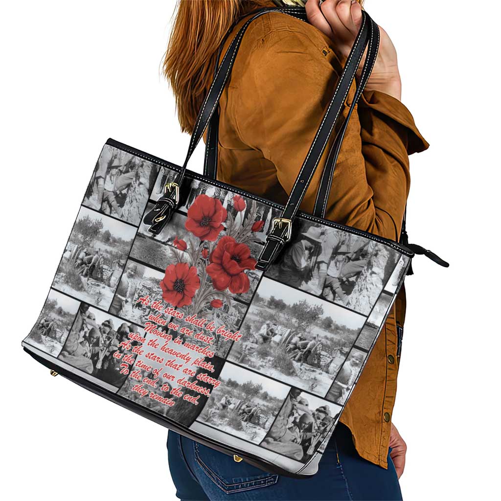 ANZAC Day Gallipoli Campaign Leather Tote Bag To The End They Remain