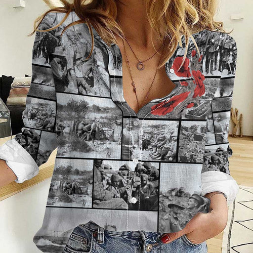 ANZAC Day Gallipoli Campaign Women Casual Shirt To The End They Remain
