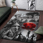Black ANZAC Day The Battle of Lone Pine Area Rug Kiwi-Kangaroo Soldier Lest We Forget