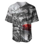 Black ANZAC Day The Battle of Lone Pine Baseball Jersey Kiwi-Kangaroo Soldier Lest We Forget