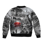 Black ANZAC Day The Battle of Lone Pine Bomber Jacket Kiwi-Kangaroo Soldier Lest We Forget