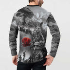 Black ANZAC Day The Battle of Lone Pine Button Sweatshirt Kiwi-Kangaroo Soldier Lest We Forget