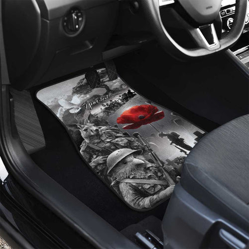 Black ANZAC Day The Battle of Lone Pine Car Mats Kiwi-Kangaroo Soldier Lest We Forget
