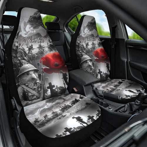 Black ANZAC Day The Battle of Lone Pine Car Seat Cover Kiwi-Kangaroo Soldier Lest We Forget