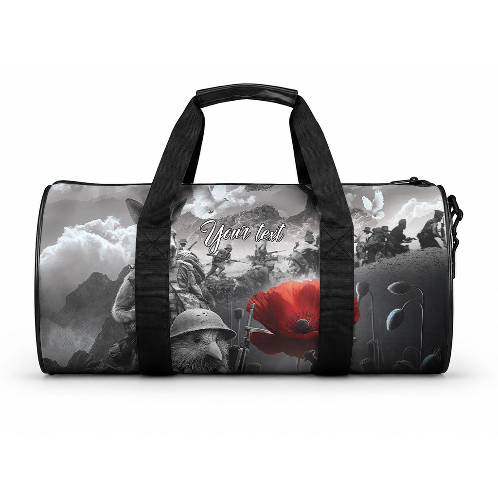 Black ANZAC Personalised The Battle of Lone Pine Duffle Bag Kiwi-Kangaroo Soldier Lest We Forget