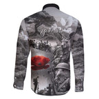 Black ANZAC Day The Battle of Lone Pine Family Matching Off The Shoulder Long Sleeve Dress and Hawaiian Shirt Kiwi-Kangaroo Soldier Lest We Forget