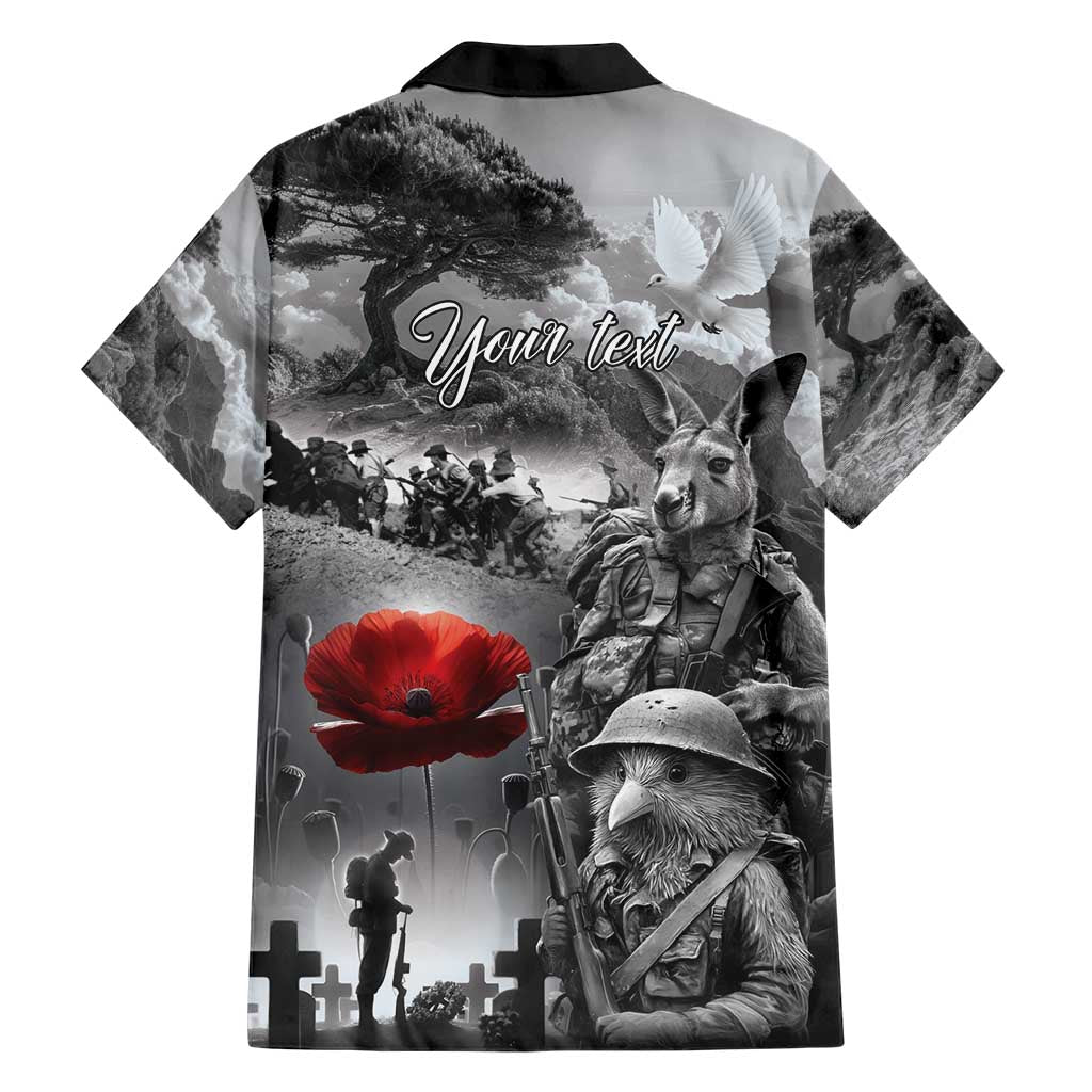 Black ANZAC Day The Battle of Lone Pine Family Matching Short Sleeve Bodycon Dress and Hawaiian Shirt Kiwi-Kangaroo Soldier Lest We Forget