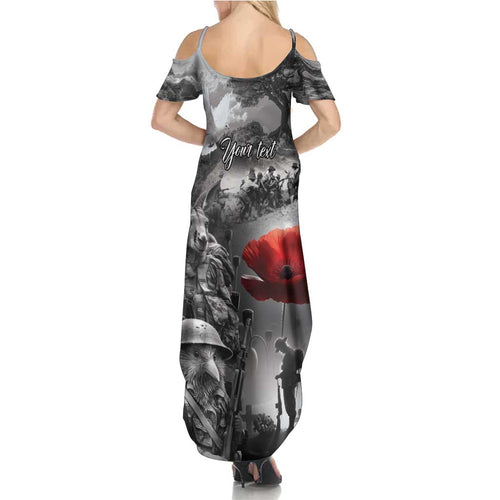 Black ANZAC Day The Battle of Lone Pine Family Matching Summer Maxi Dress and Hawaiian Shirt Kiwi-Kangaroo Soldier Lest We Forget